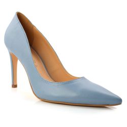 Scarpin Feminino de Couro e Salto Alto Suzzara Azul 4833501