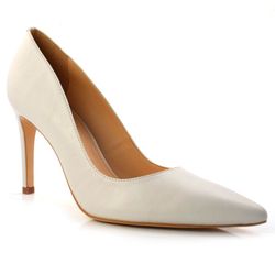 Scarpin Feminino de Couro e Salto Alto Suzzara Creme 4833501