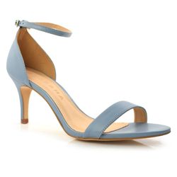 Sandália Feminina de Couro e Salto Suzzara Azul 47017
