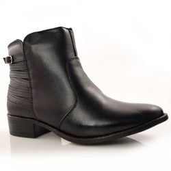 Ankle Boots Feminino de Couro Cazzualen Preto 8731