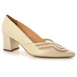 Scarpin de Salto Médio Suzzara Creme 5433088