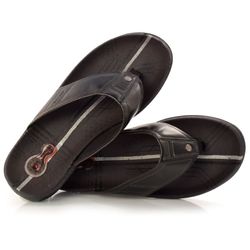 Chinelo Masculino de Couro Pegada Preto 530641