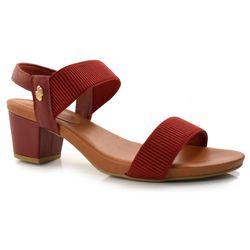 Sandália de Couro e Salto Baixo Usaflex Vermelho Y8204