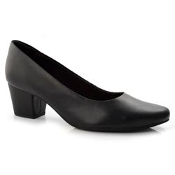 Scarpin de Couro com Salto Bloco Usaflex Preto Q6692