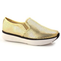 Tênis Flatform de Couro Suzzara Amarelo 24707 MET