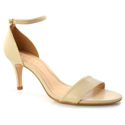 Sandália Feminina de Couro e Salto Suzzara Creme 47017