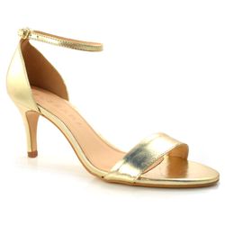 Sandália Feminina de Couro e Salto Suzzara Amarelo 47017