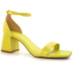 Sandália Feminina de Couro e Salto Bloco Suzzara Verde 6600509
