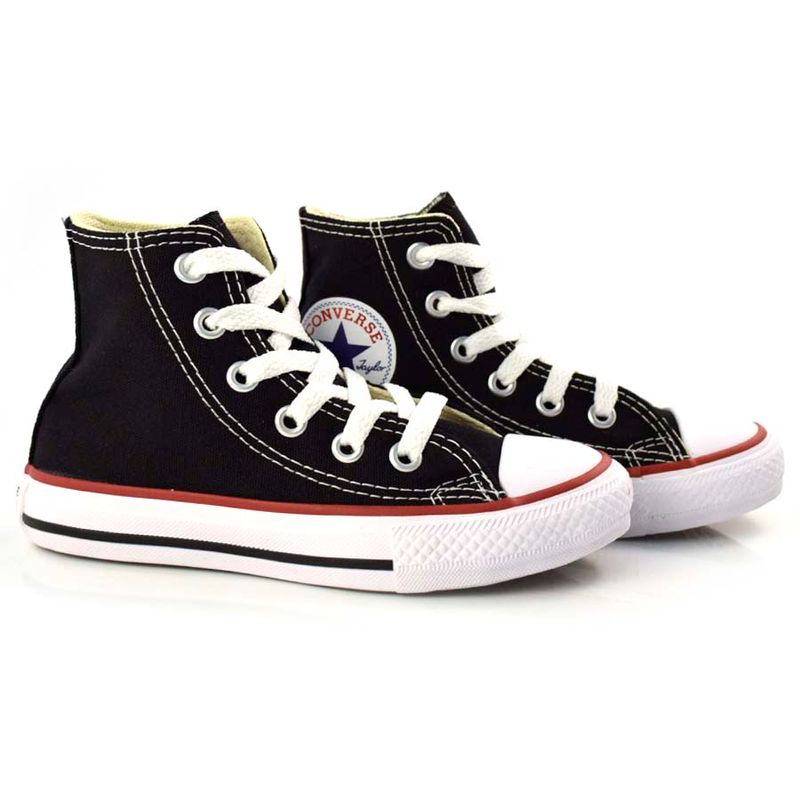 All star preto store cano alto infantil