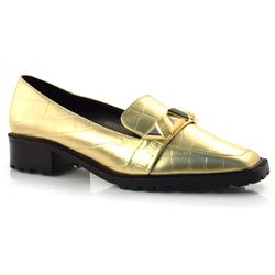 Mocassim Feminino de Couro Suzzara Dourado 47200-04