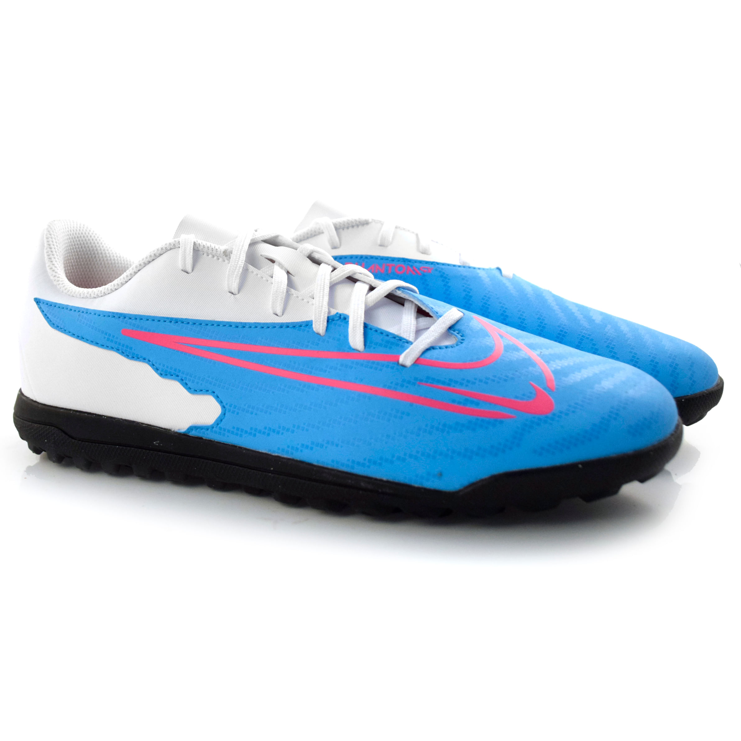 Chuteira nike phantom hot sale azul e branca