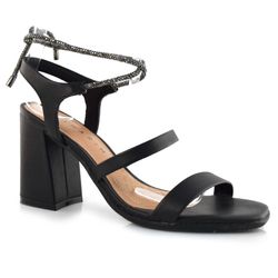 Sandália Feminina com Salto Bloco Ramarim Preto 23-41202
