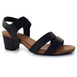 Sandália Feminina de Couro e Salto Bloco Usaflex Preto Y8209