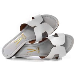 Sandália Rasteira Feminina Vizzano Branco 6371.367.7286