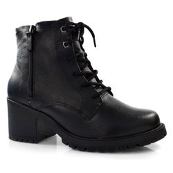 Coturno de Couro Feminino Comfortflex Preto 24-77303