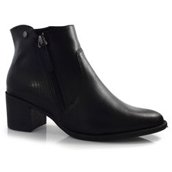 Bota de Cano Curto e Salto Bloco Comfortflex Preto 24-92302