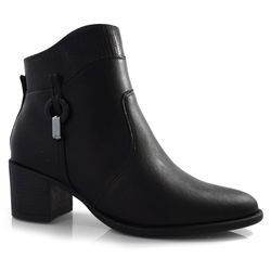 Bota de Cano Curto e Salto Bloco Comfortflex Preto 24-92303