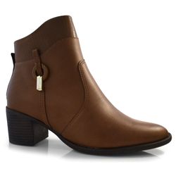 Bota de Cano Curto e Salto Bloco Comfortflex Marrom 24-92303