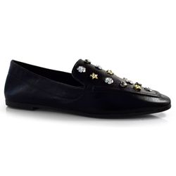 Mocassim Feminino de Couro Suzzara Preto 355.5859