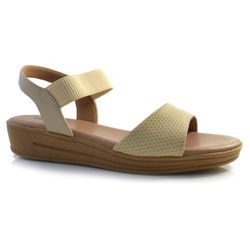 Sandália Anabela de Couro Usaflex Creme MM0701