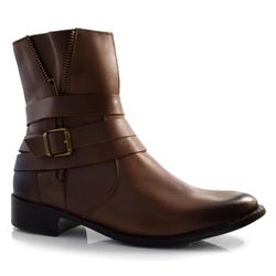 Bota de Cano Curto e Couro Cazzualen Marrom 8625