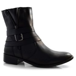 Bota de Cano Curto e Couro Cazzualen Preto 8625