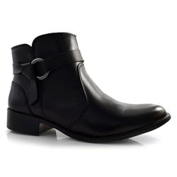 Bota de Cano Curto e Couro Cazzualen Preto 87204