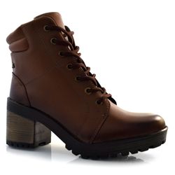 Coturno Feminino com Salto Bloco Lacolly Marrom 9732