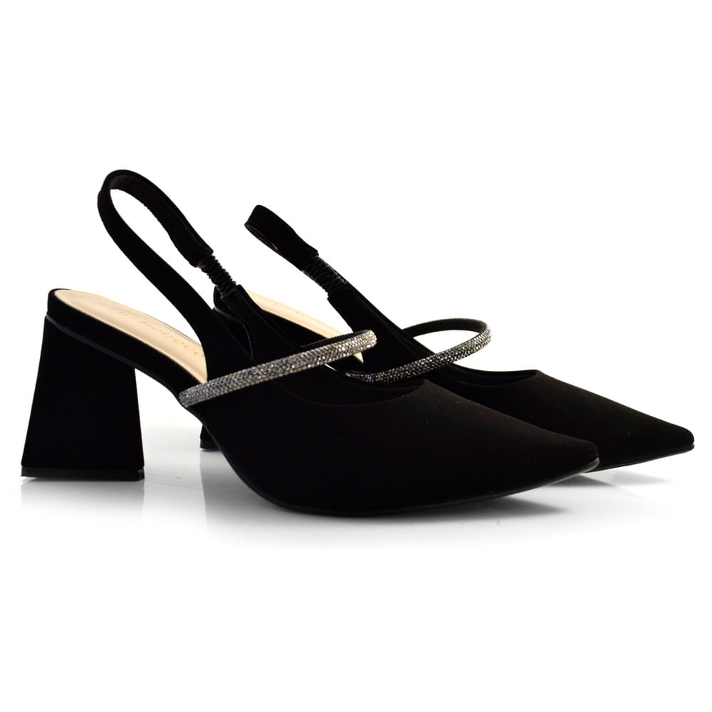 Scarpin Slingback Feminino Bebecê Preto T7024-296