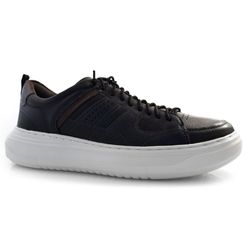Sapatênis de Couro Masculino Democrata Joe Ultra Preto 526101