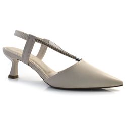 Scarpin Slingback Feminino Bebecê Off White T3814-241