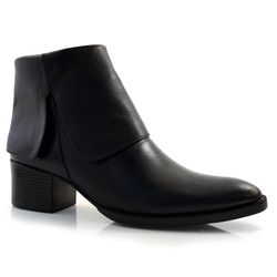 Bota de Cano Curto e Couro Suzzara Preto 806