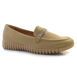 Mocassim de Couro Feminino Comfortflex Bege 24-76303
