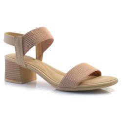 Sandália de Salto Bloco Feminina Comfortflex Bege 24-56401