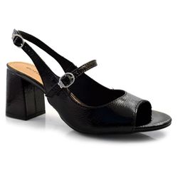 Sandália de Couro e Salto Bloco Feminina Bottero Preto 362508