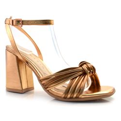 Sandália de Salto Bloco Feminina Ramarim Metalizado 24-41204