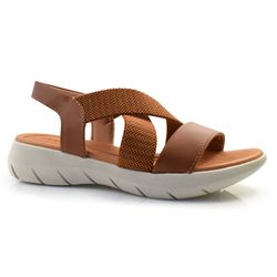 Sandalia Flat de Couro Feminina Usaflex Marrom AL1403