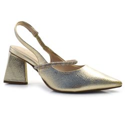 Scarpin Slingback Feminino Bebecê Dourado T7024-296