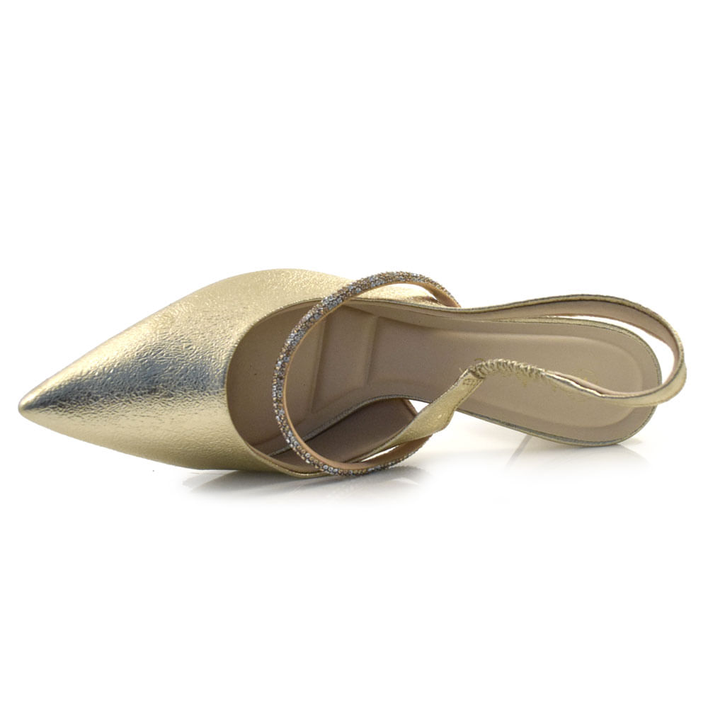 Scarpin Slingback Feminino Bebecê Dourado T7024-296