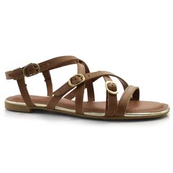 Sandália Rasteira de Couro DakotaMarrom Y8002