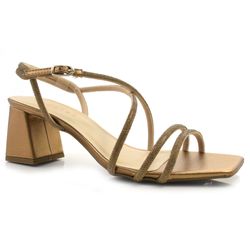 Sandália de Salto Bloco Feminina Suzzara Dourado 65-3186