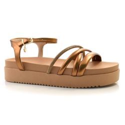 Sandália Flat Feminina Ramarim Ouro Rosê 2442205