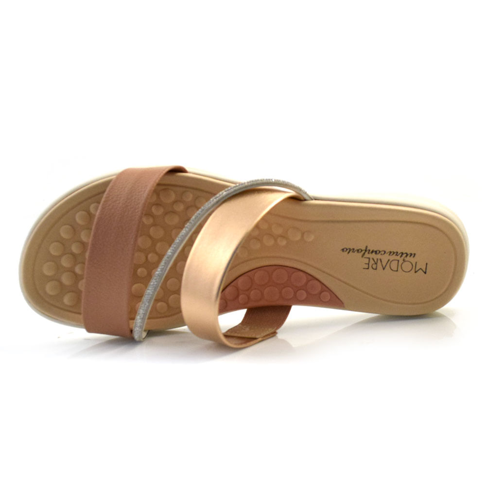 Sandália Flat Feminina Modare Ouro Rosê 7174.115.28032 Sandália Flat Feminina Modare Ouro Rosê 7174.115.28032