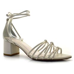 Sandália de Salto Bloco e Amarração Suzzara Off White 2690012