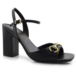 Sandália de Couro e Salto Bloco Suzzara Preto 626006