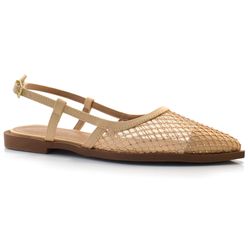 Sapatilha Slingback de Couro Suzzara Bege 679-634235
