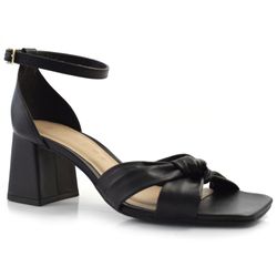 Sandália de Couro e Salto Bloco Suzzara Preto 6600549