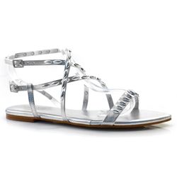 Sandália Rasteira Feminina Suzzara Prata 4320-10531