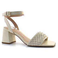 Sandália de Couro e Salto Bloco Suzzara Off White 6600561