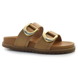 Sandália Flat de Couro Feminina Suzzara Marrom 1023-1659
